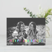 Festive Merry en Bright Single Photo Kerstmis Feestdagenkaart (Staand voorkant)