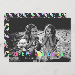 Festive Merry en Bright Single Photo Kerstmis Feestdagenkaart