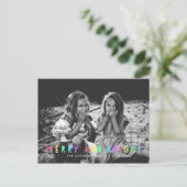 Festive Merry en Bright Single Photo Kerstmis Feestdagenkaart (Staand voorkant)