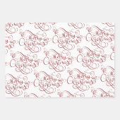 Festive Merry Fancy Script Red Inpakpapier Vel (Voorkant)