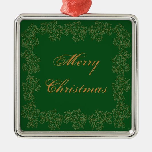 Festive Merry Green Gold Metalen Ornament (Voorkant)