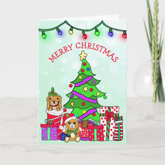 Festive Merry kerstboom en Gifts Whimsical Kaart (Voorkant)
