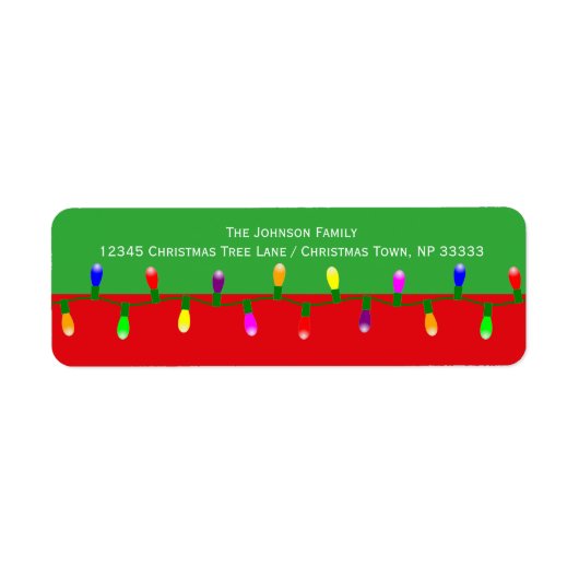 Festive Merry-kerstboom String-lampjes Aangepast Etiket (Voorkant)