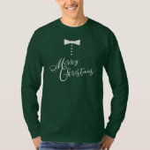 Festive Merry kerstbow Stropdas Tuxedo Style T-shirt (Voorkant)