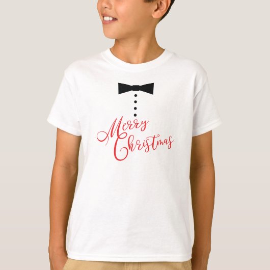 Festive Merry kerstbow Stropdas Tuxedo Style T-shirt (Voorkant)