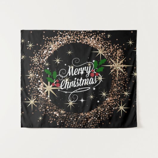 Festive Merry-kerstdesign Wandkleed (Voorkant (horizontaal))