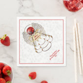 Festive Merry kerstengel Red/Gold Filigree Servet (Insitu)