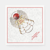 Festive Merry kerstengel Red/Gold Filigree Servet (Voorkant)