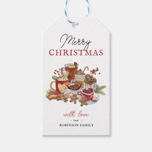 Festive Merry kerstfeestay Tea Party Gift Ta Cadeaulabel (Voorkant)