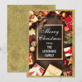 Festive Merry kerstfeestdag Gold Glitter Feestdagenkaart (Voorkant / Achterkant)