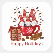 Festive Merry Kerstfeestelijke gnomen Vierkante Sticker (Voorkant)