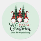 festive Merry Kerstgnomen toevoegen naam Ronde Sticker (Voorkant)