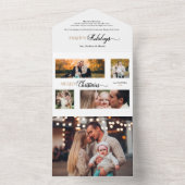 Festive Merry-kerstkalligrafie Multifoto All In One Uitnodiging (Binnen)