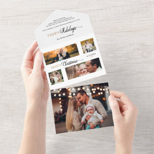 Festive Merry-kerstkalligrafie Multifoto All In One Uitnodiging