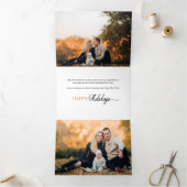 Festive Merry-kerstkalligrafie Multifoto Drieluik Wenskaart (Binnen)