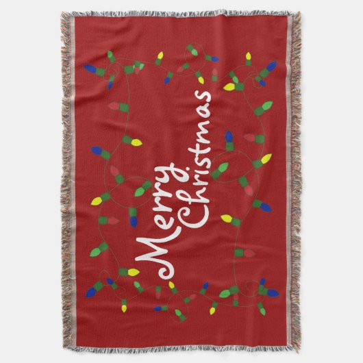 Festive Merry-kerstlampjes Throw Blanket Deken (Voorkant Verticaal)