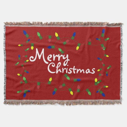 Festive Merry-kerstlampjes Throw Blanket Deken (Voorkant)