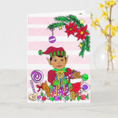 Festive Merry Kerstmis Etnic Elf Kaart (Gele Bloem)