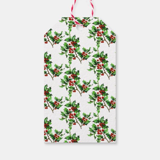 Festive  Merry Kerstmis Holly Berries Cadeaulabel (Achterkant)