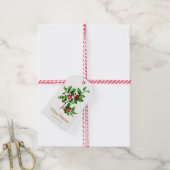 Festive  Merry Kerstmis Holly Berries Cadeaulabel (Met Touw)