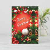 Festive Merry Kerstmis, op maat gesneden rood Feestdagenkaart (Staand voorkant)