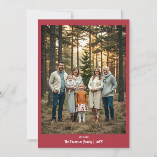 Festive Merry Kerstmis, op maat gesneden rood Feestdagenkaart (Achterkant)