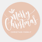 Festive Merry Kerstmis op maat Ronde Sticker (Voorkant)