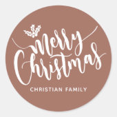 Festive Merry Kerstmis op maat Ronde Sticker (Voorkant)