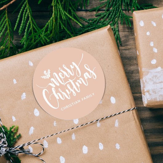 Festive Merry Kerstmis op maat Ronde Sticker