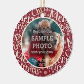 Festive Merry Kerstmis Snowflake Twee foto Keramisch Ornament (Links)