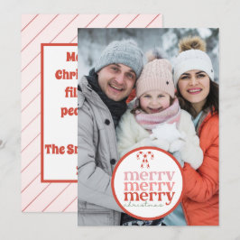 Festive Merry kerstsnoe Cane Red Green Foto Feestdagenkaart