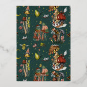 Festive Merry Mushroom kerstfeestdag feest Folie Uitnodiging (Achterkant)