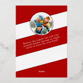 Festive Merry Script Red & Gold 2-fotoKerstmis Folie Feestdagenkaart (Achterkant)
