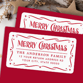 Festive Merry White, terugzendadres voor witte ker Etiket