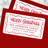 Festive Merry White, terugzendadres voor witte ker Etiket