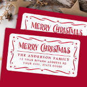 Festive Merry White, terugzendadres voor witte ker Etiket