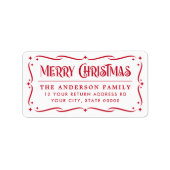 Festive Merry White, terugzendadres voor witte ker Etiket (Voorkant)