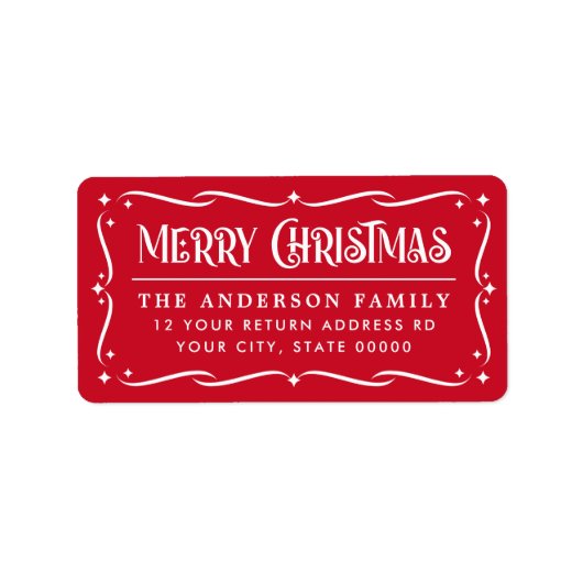 Festive Merry White, terugzendadres voor witte ker Etiket (Voorkant)