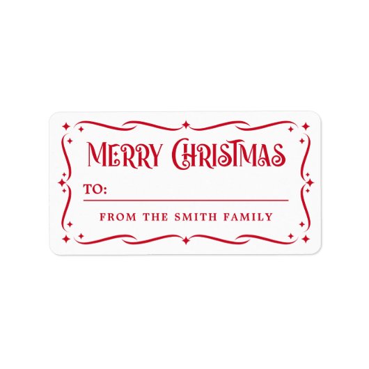 Festive Merry White tot cadeau Etiket (Voorkant)