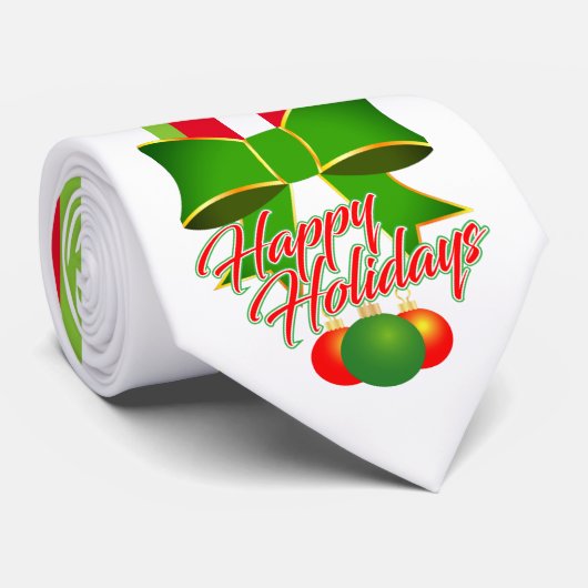 Festive met Red White en Green op Prettige feestda Stropdas (Opgerold)