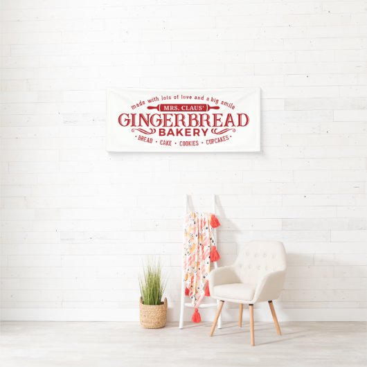 Festive mevrouw Claus Gingerbrood Bakery business Spandoek (Insitu)