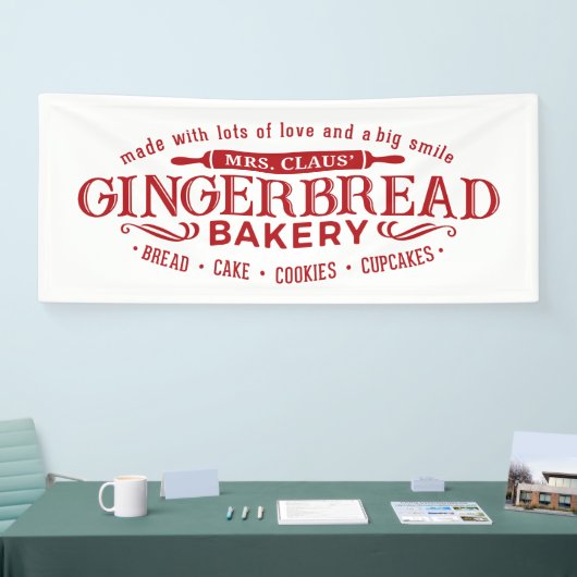 Festive mevrouw Claus Gingerbrood Bakery business Spandoek (Beurs)