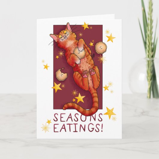 Festive Mince Pie Cat Card Bedankkaart (Voorkant)