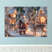 Festive Miniature Diorama, Christmas village scene Canvas Afdruk (Insitu (Houten vloer))