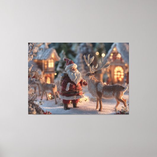 Festive Miniature Diorama, Christmas village scene Canvas Afdruk (Voorkant)