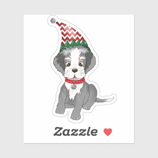 Festive Miniature Schnauzer Puppy Sticker (Vel)