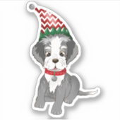 Festive Miniature Schnauzer Puppy Sticker (Voorkant)