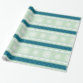 Festive Mint Polka Dots White Snowflakes Pattern Cadeaupapier (Uitgerold)