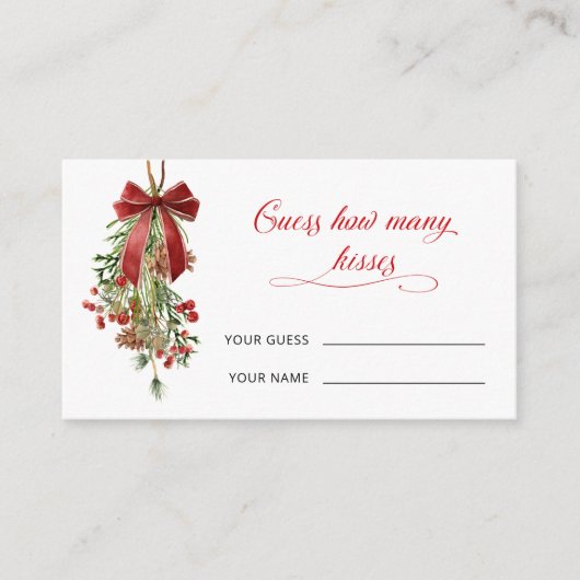 Festive Mistletoe Guess how many kisses Informatiekaartje (Voorkant)