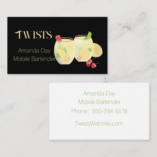 Festive Mixed Drinks Bartender Business Card Visitekaartje (Voorkant / Achterkant)